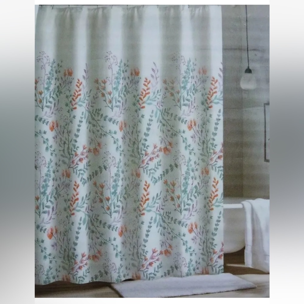 DKNY Annie Floral SHOWER CURTAIN Watercolor Fabric 72x72 Multicolor New